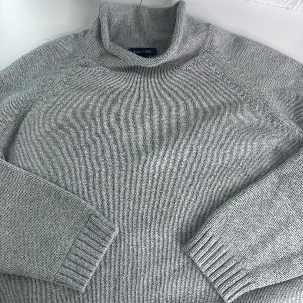 Vintage 1990s Lands End Roll neck Sweater Gray 100% Cotton Womens Size 2X